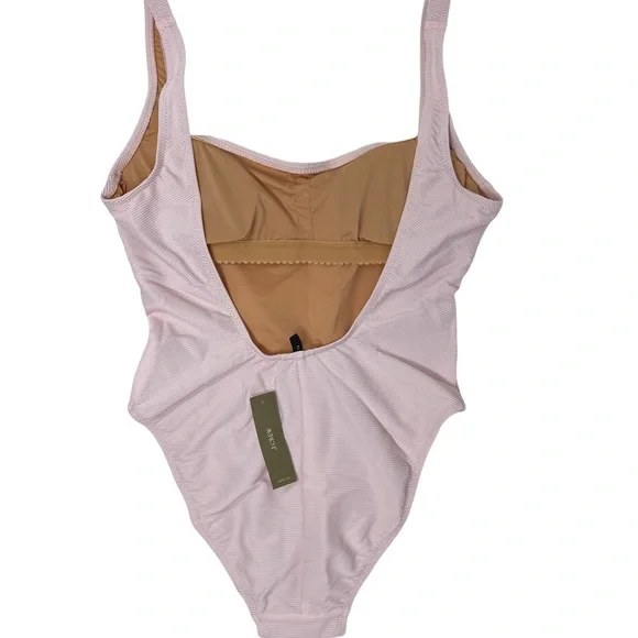 J. Crew Ribbed Squareneck One-piece Swimsuit in Pale Blossom NWT
